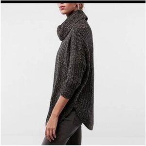 NWT! Express tunic length, cowl neck Charcoal Knit Sweater, size medium